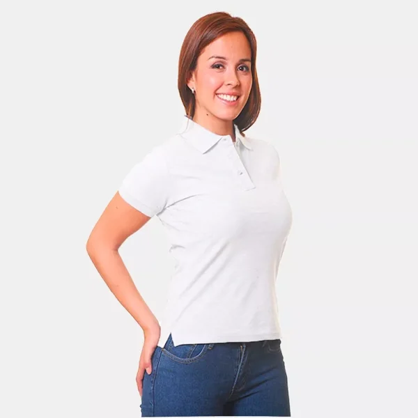 Polera Pique Mujer Manga Corta Color Blanco