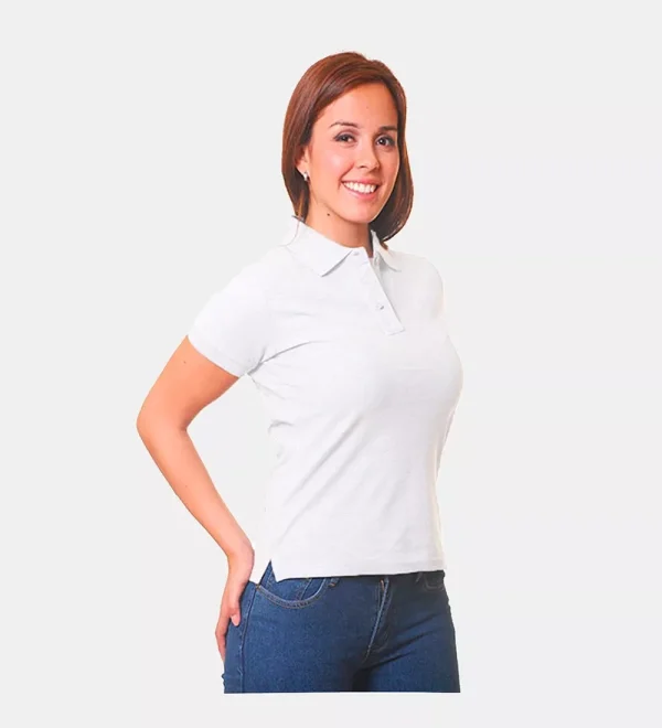 Polera Pique Mujer Manga Corta Color Blanco