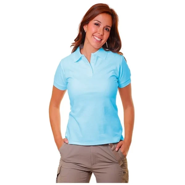 Celeste 1 Polera Pique Mujer Manga Corta Color Celeste