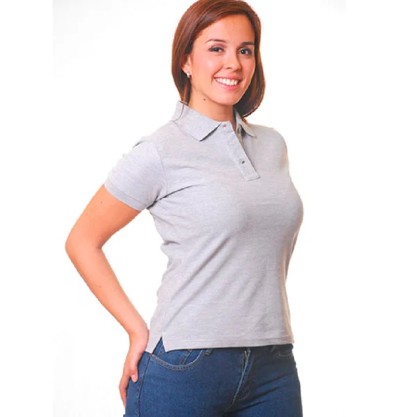 Polera Pique Mujer Manga Corta Color Gris Melange
