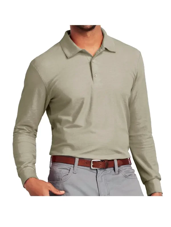 Polera pique manga larga hombre color Gris claro
