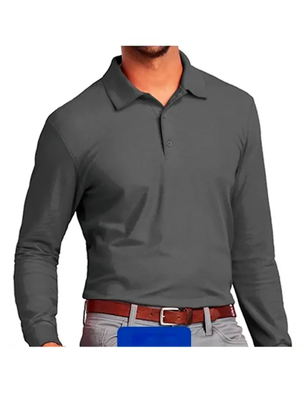Polera pique manga larga hombre color Gris oscuro