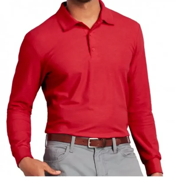 Polera pique manga larga hombre color rojo