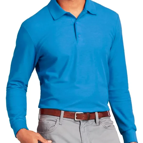 azul rey 1 Polera pique manga larga hombre color Azul Rey