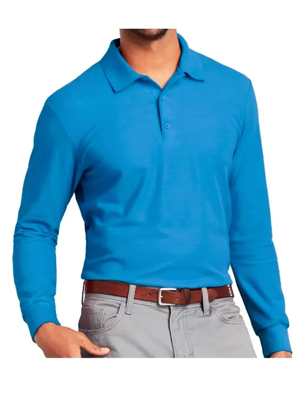 azul rey 1 Polera pique manga larga hombre color Azul Rey