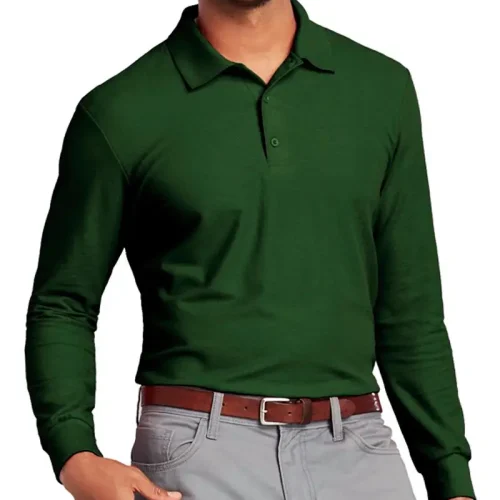 Polera pique manga larga hombre color verde