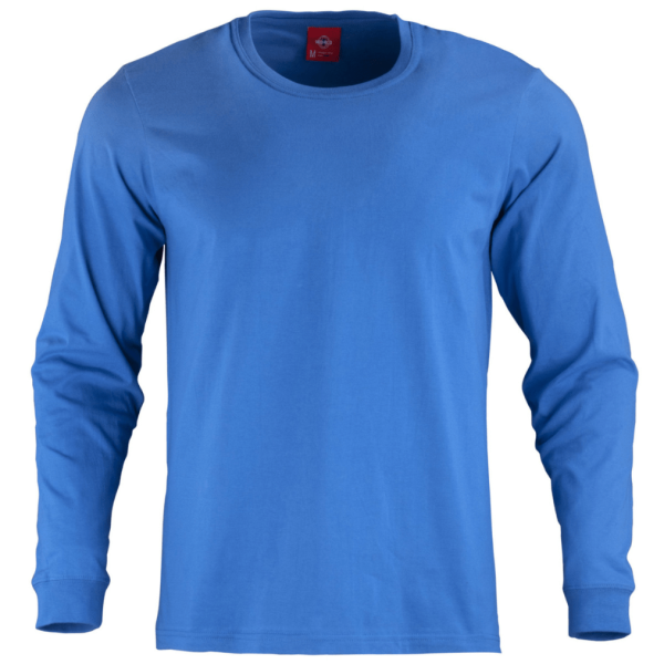 Polera 100% Algodón Manga Larga Hombre Azul