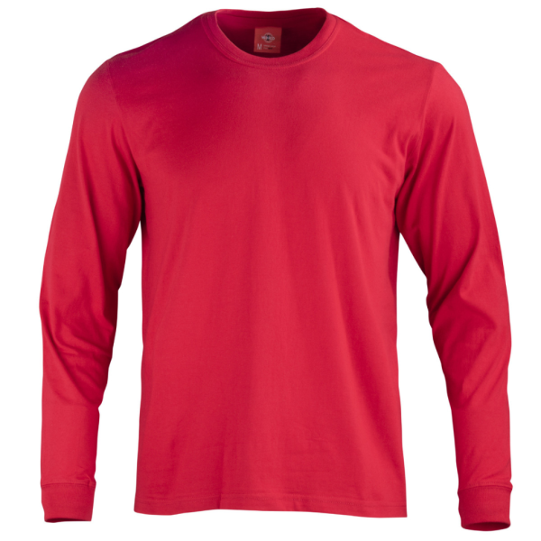 Polera 100% Algodón Manga Larga Hombre Rojo