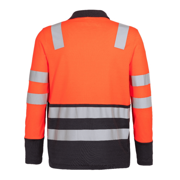 Polera Polo Hibrida Hi-Vis Bi Color Naranja Manga Larga Hombre